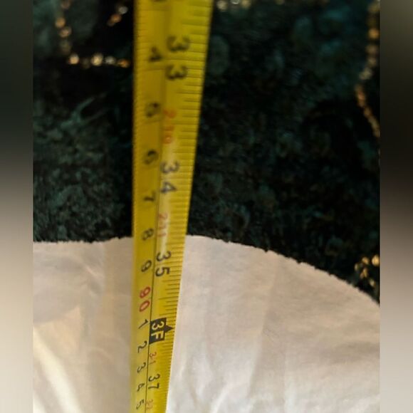 Notations 2 piece skirt outfit green gold felt feel stretchy size Large EUC - Picture 12 of 13